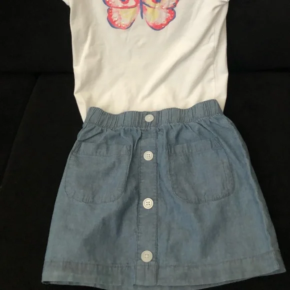 Butterfly Shirt and Skirt Set Size 7 (NWOT) - Picture 3 of 5